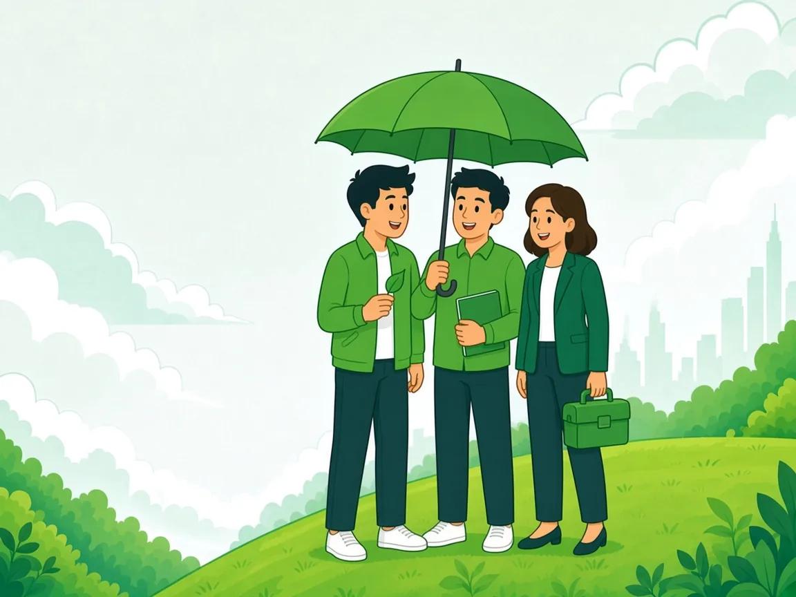 Two members sharing an umbrella as they review an agreement